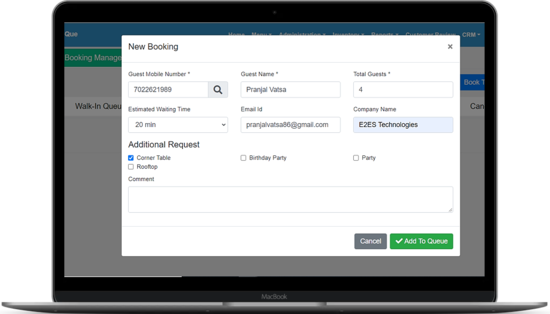 SpeQue Table Booking Management